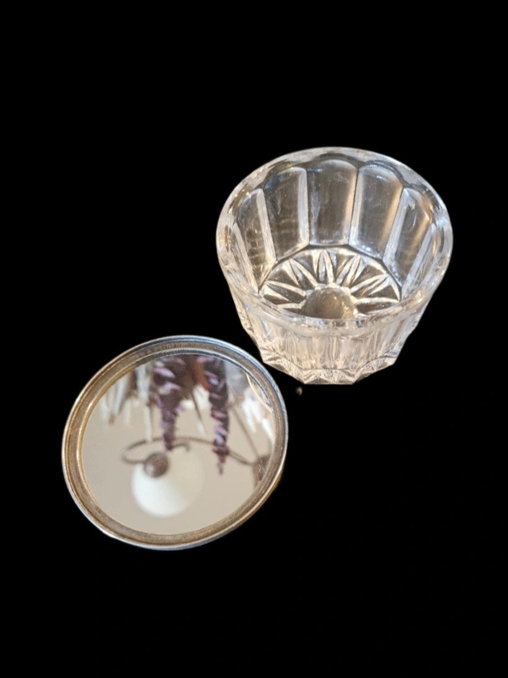 Vintage Towle Sterling Silver Vanity Jar Mirror Lid Pattern 846 Monogram W